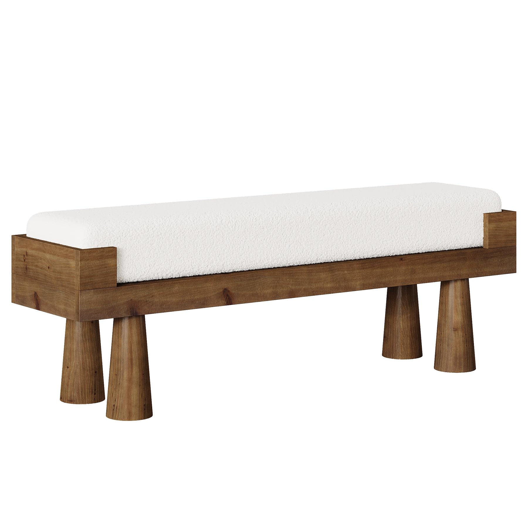 Alt View 4. Tribesigns - Upholstered Entryway Bench, Shoe Bench End of Bed for Bedroom - Brown and White.
