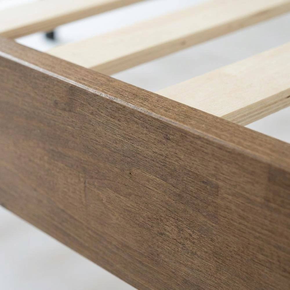 Alt View 2. FurniFact - Solid Wood Bed with Headboard - Barnwood.