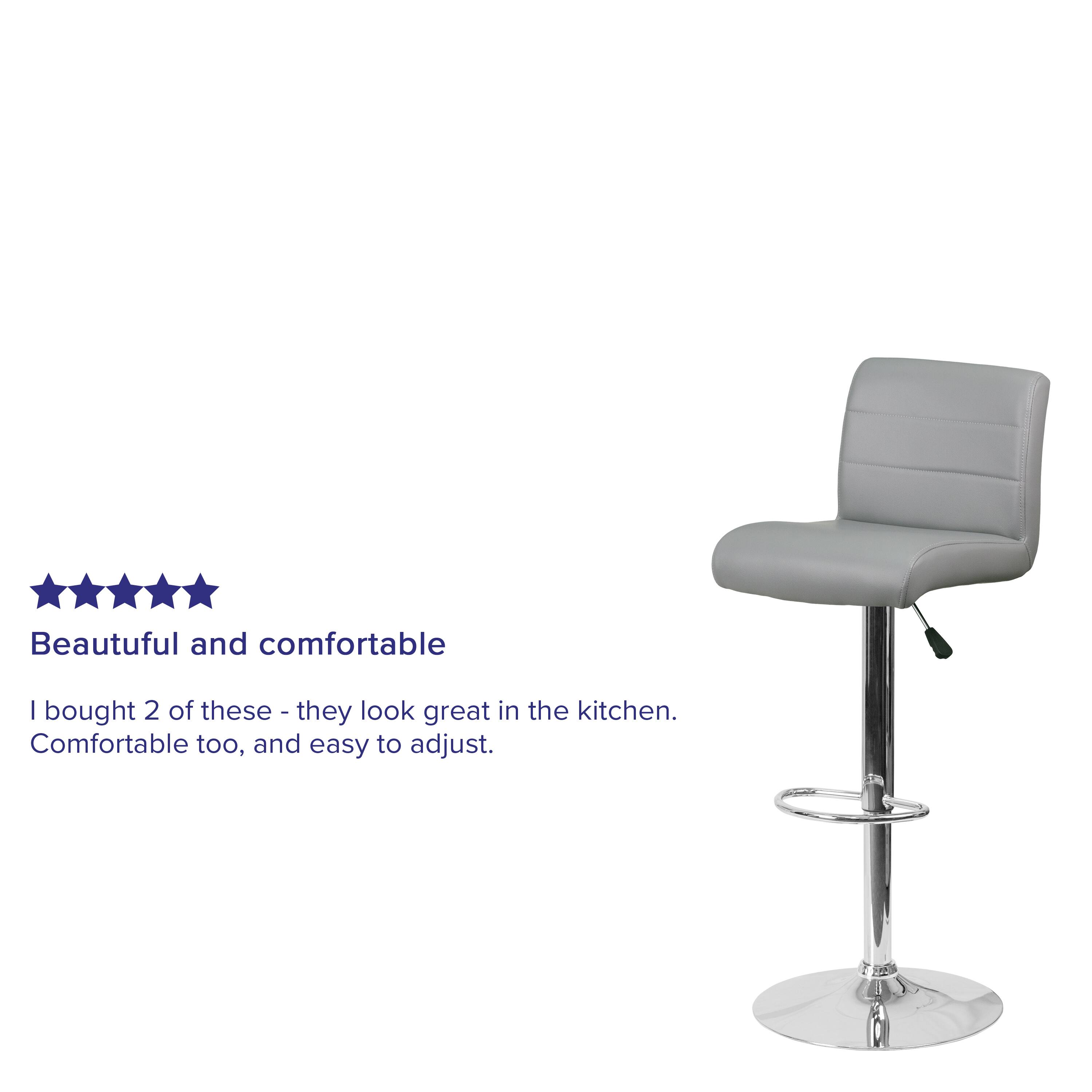 Beautiful and comfortable

I bought 2 of these - they look great in the kitchen. Comfortable too, and easy to adjust.