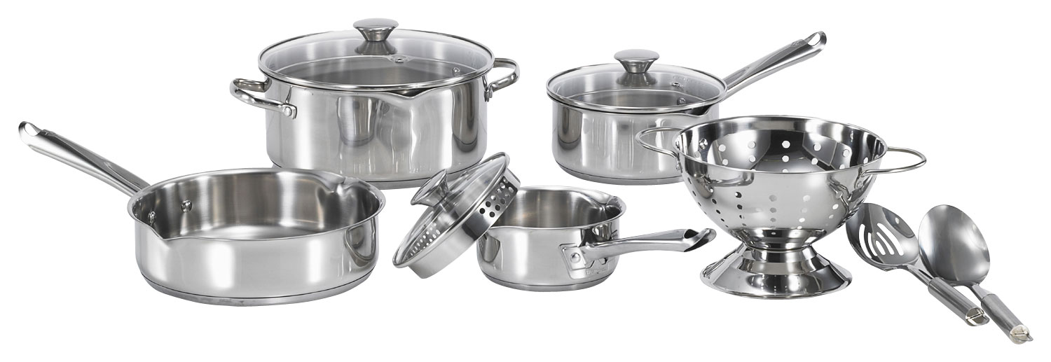 Cookware Set Stainless Steel 10-Piece Pots Pans And Utensils Oven