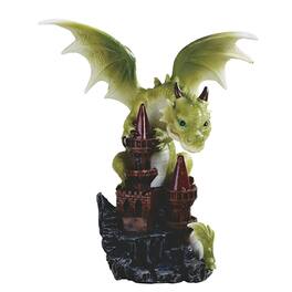 FC Design - 6.75"H Cute Dragon Baby on Castle Figurine Statue Office Desk Tabletop Medieval Gaming Home Decor Gift - Multi-Color