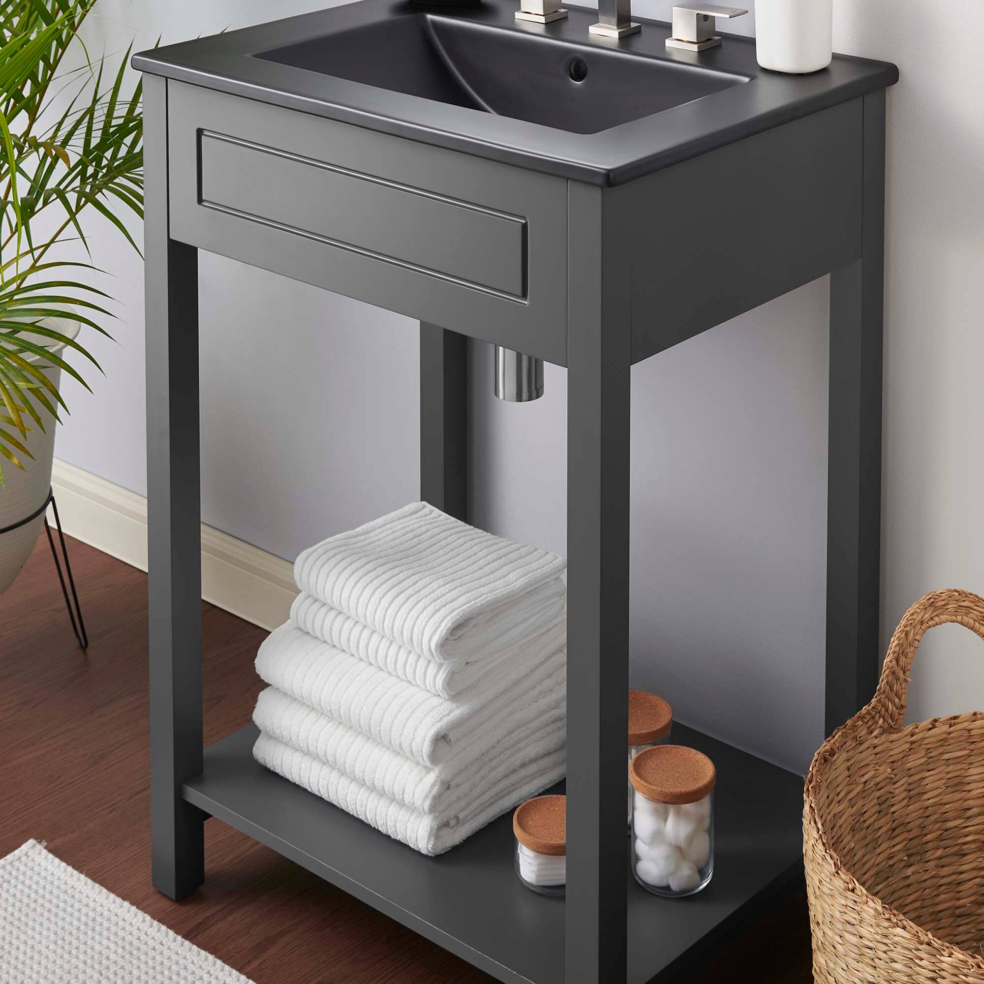 Back. Modway - Altura Bathroom Vanity Basin Included by Modway - Gray Black.