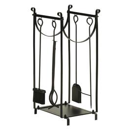 TinyHomie - Firewood Rack Fireplace Tools Indoor Outdoor 2 Tiers Fireplace Wood Stove Hearth Fire Pit Black