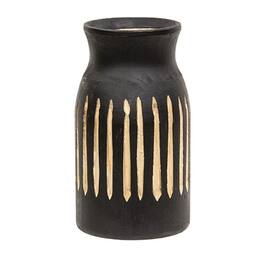 BreeBe - BoHo Etched Wooden Vase - 6.5" - Black