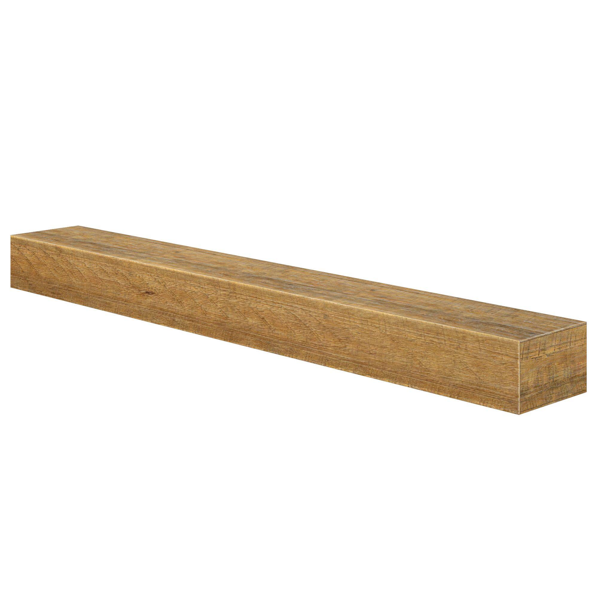 Alt View 7. Plank+Beam - Rustic Floating Shelf/Fire Beam (60in / 1524mm), Rustic Honey - Rustic Honey.