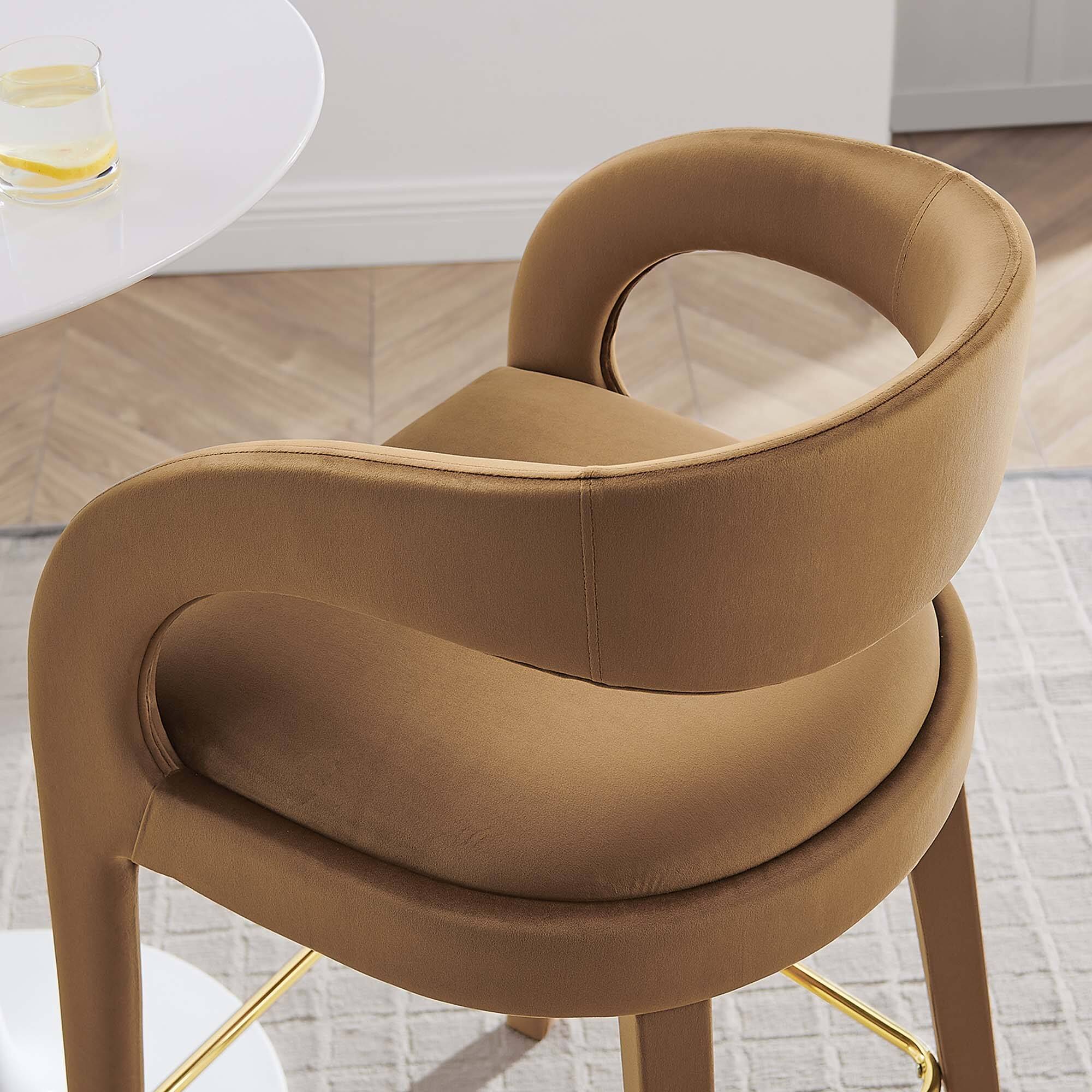 Alt View 6. Modway - Pinnacle Performance Velvet Bar Stool Set of 2 by Modway - 0.