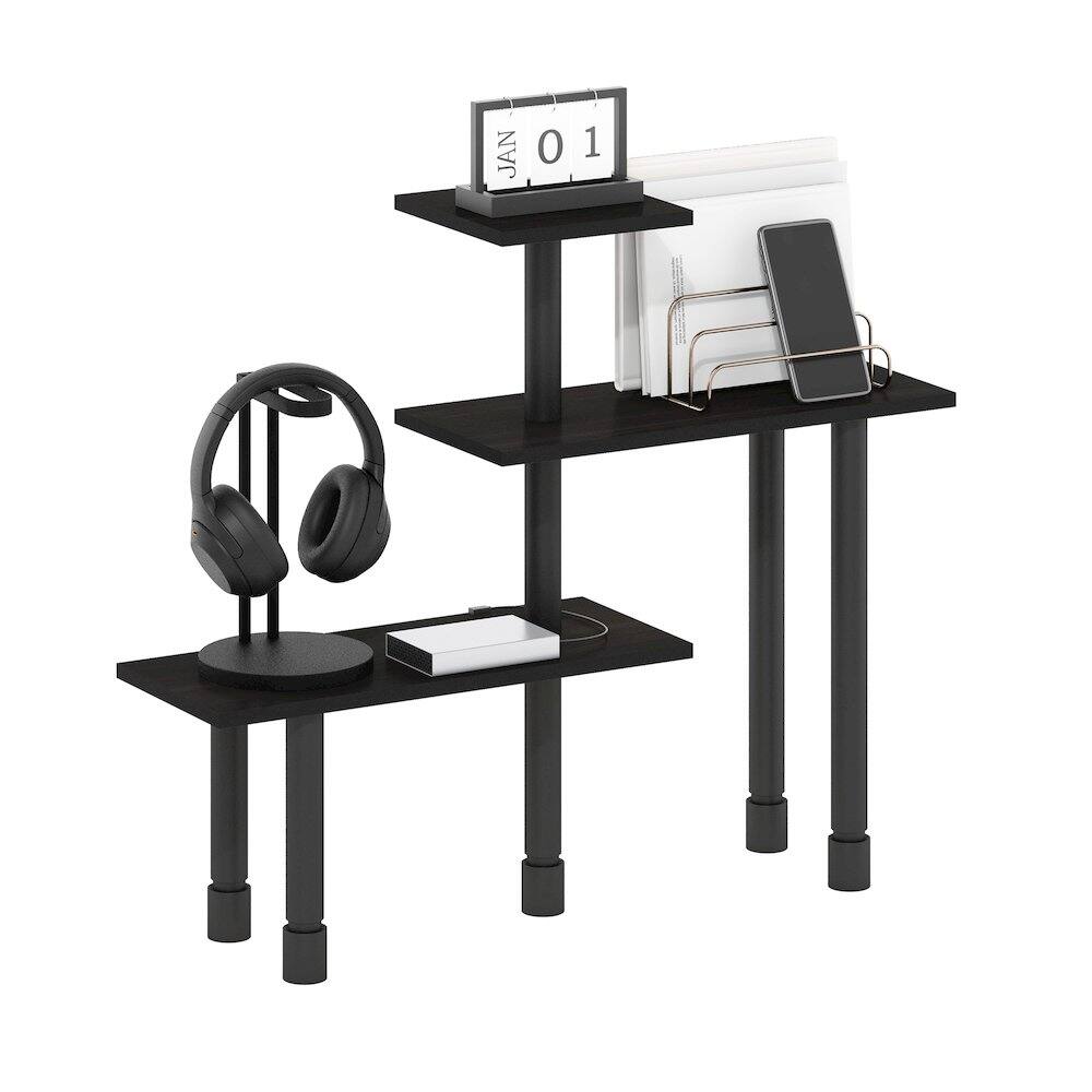 Angle. Furinno - TURN-N-TUBE Corner Shelf, Countertop Corner Organizer, Adjustable Desk Shelf, for Small Spaces, Home Office, Bathroom - Espresso/Black.