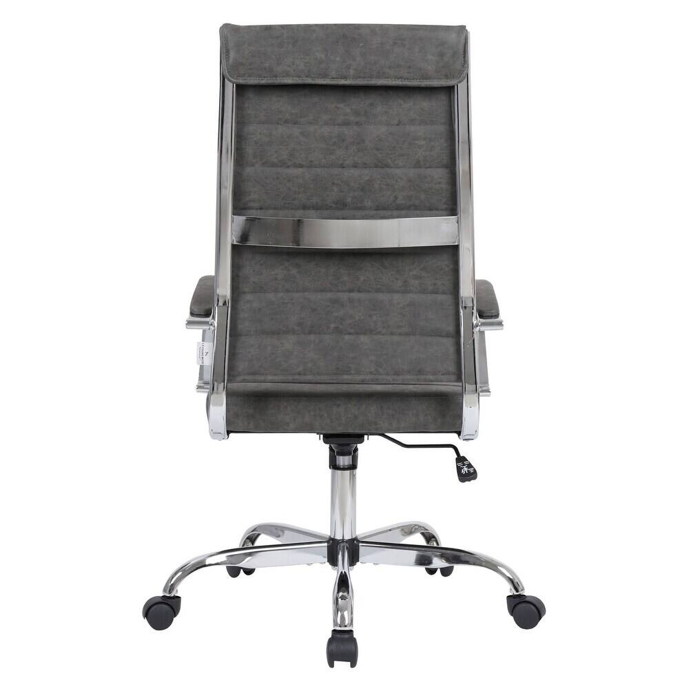 Alt View 5. LeisureMod - Set of 2 Benmar High Back Ergonomic Leather Upholstered Office Chair with Adjustable Height and Padded Armrests - Charcoal.