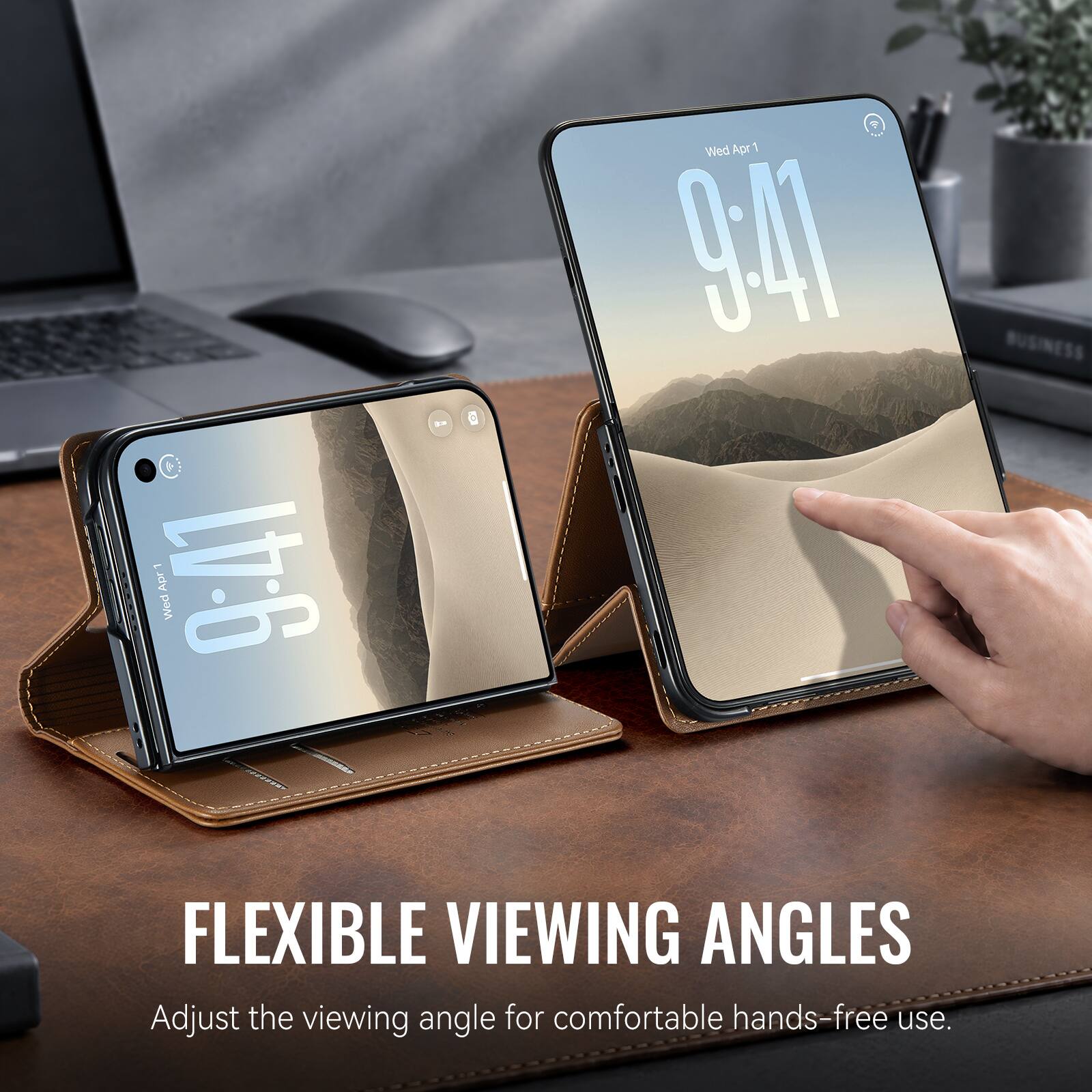 Apr Wed 9:41  
a  
W Wed Apr 1 9:41  
FLEXIBLE VIEWING ANGLES  
Adjust the viewing angle for comfortable hands-free use.