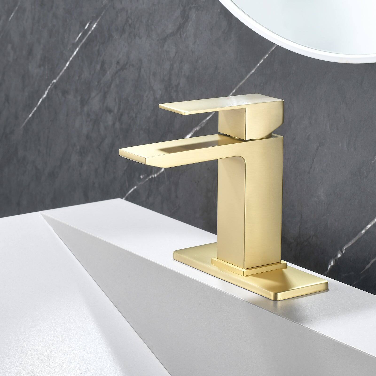 Alt View 2. Boyel Living - Brushed Gold Faucet SUS304 Waterfall Spout cUPC Cartridge 60cm Supply Line Pop Up Drain - Brushed Gold.
