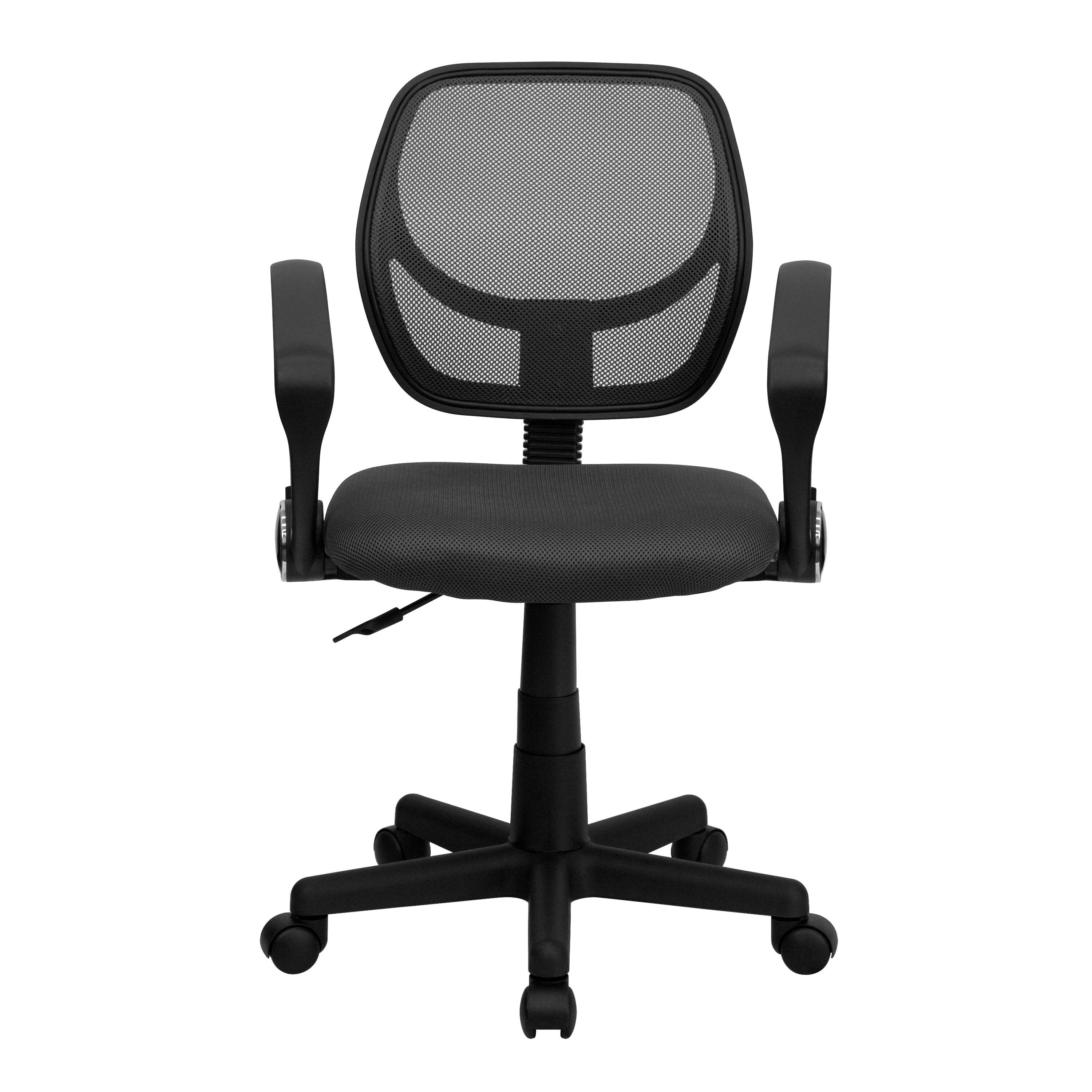 Alt View 7. Emma + Oliver - Mid-Back Mesh Swivel Task Office Chair with Curved Square Back and Arms - Gray.