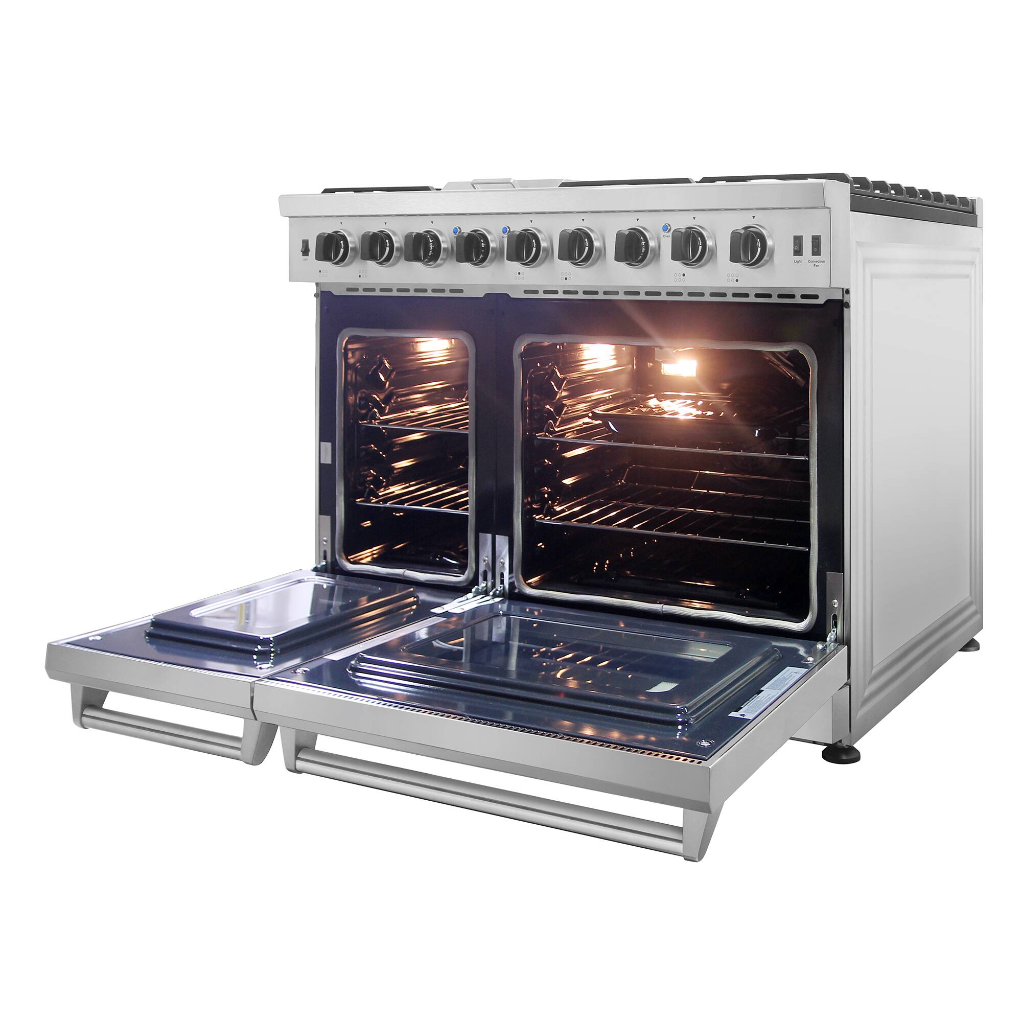 Alt View 6. Stellari - 48 in. 6-Burners 6.8 cu. Ft. Double Oven Freestanding Professional Gas Range in Stainless Steel, Griddle,Convection Oven - Stainless Steel.
