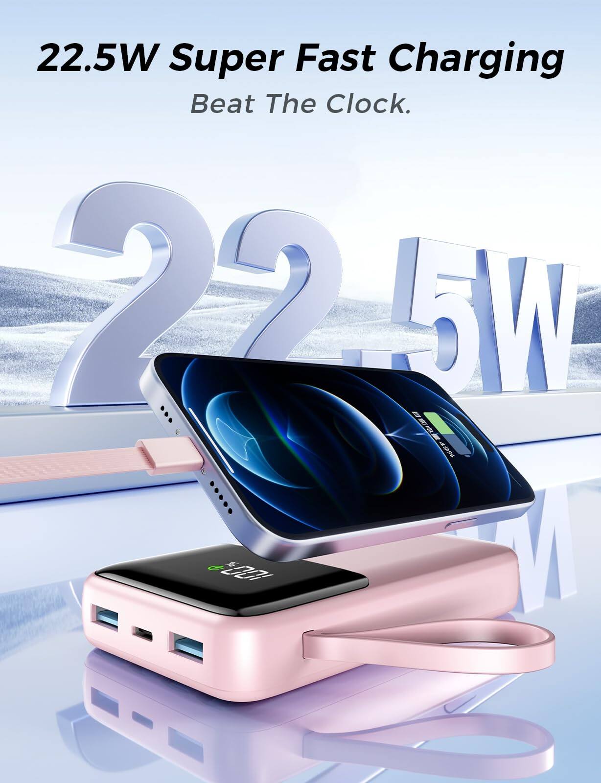 22.5W Super Fast Charging  
Beat The Clock.