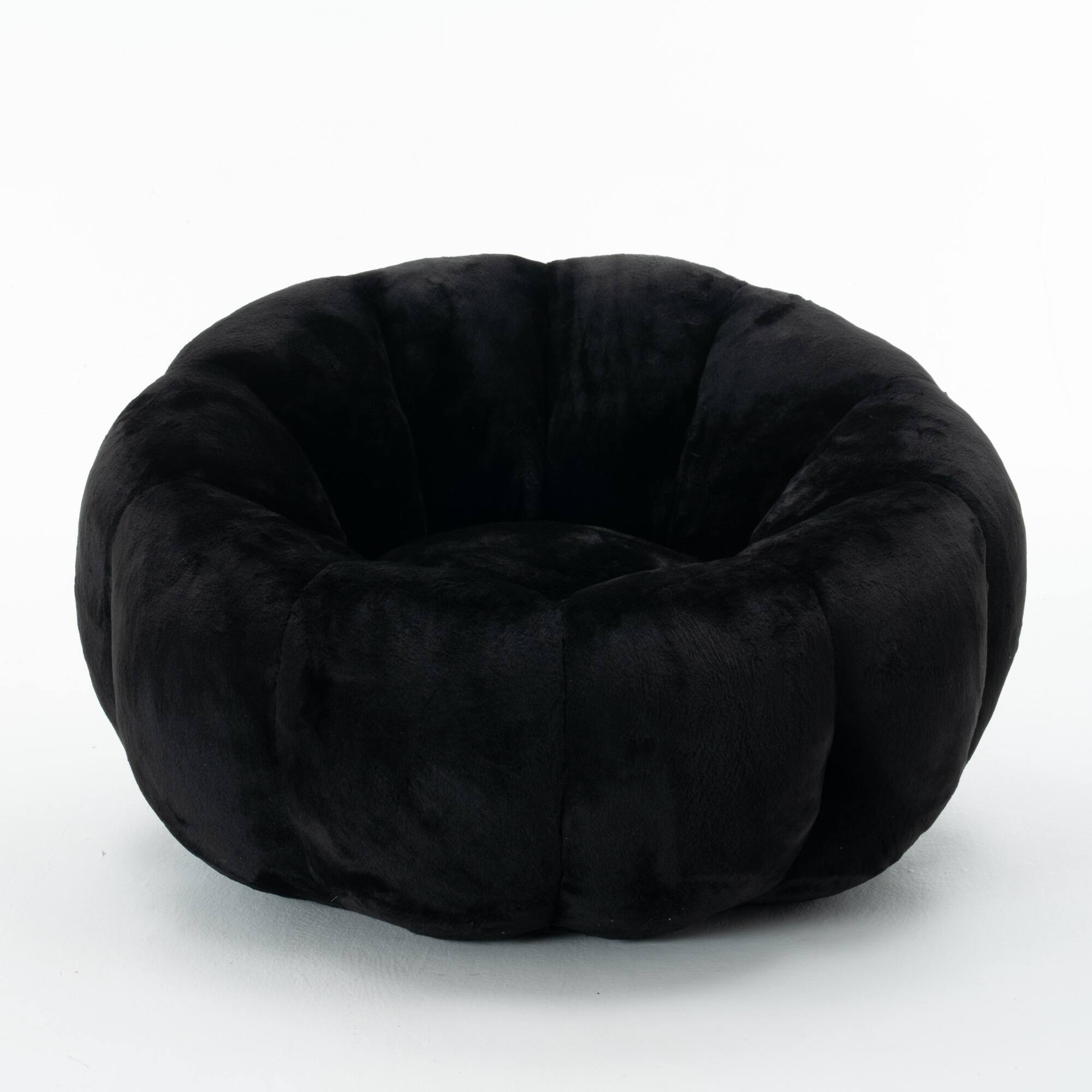 Alt View 2. GOODSILO - Floral-Shaped Faux Fur Bean Bag Sofa, Ultra-Soft Large Reading Chair for Living Room or Bedroom, Single-Seater - Black.