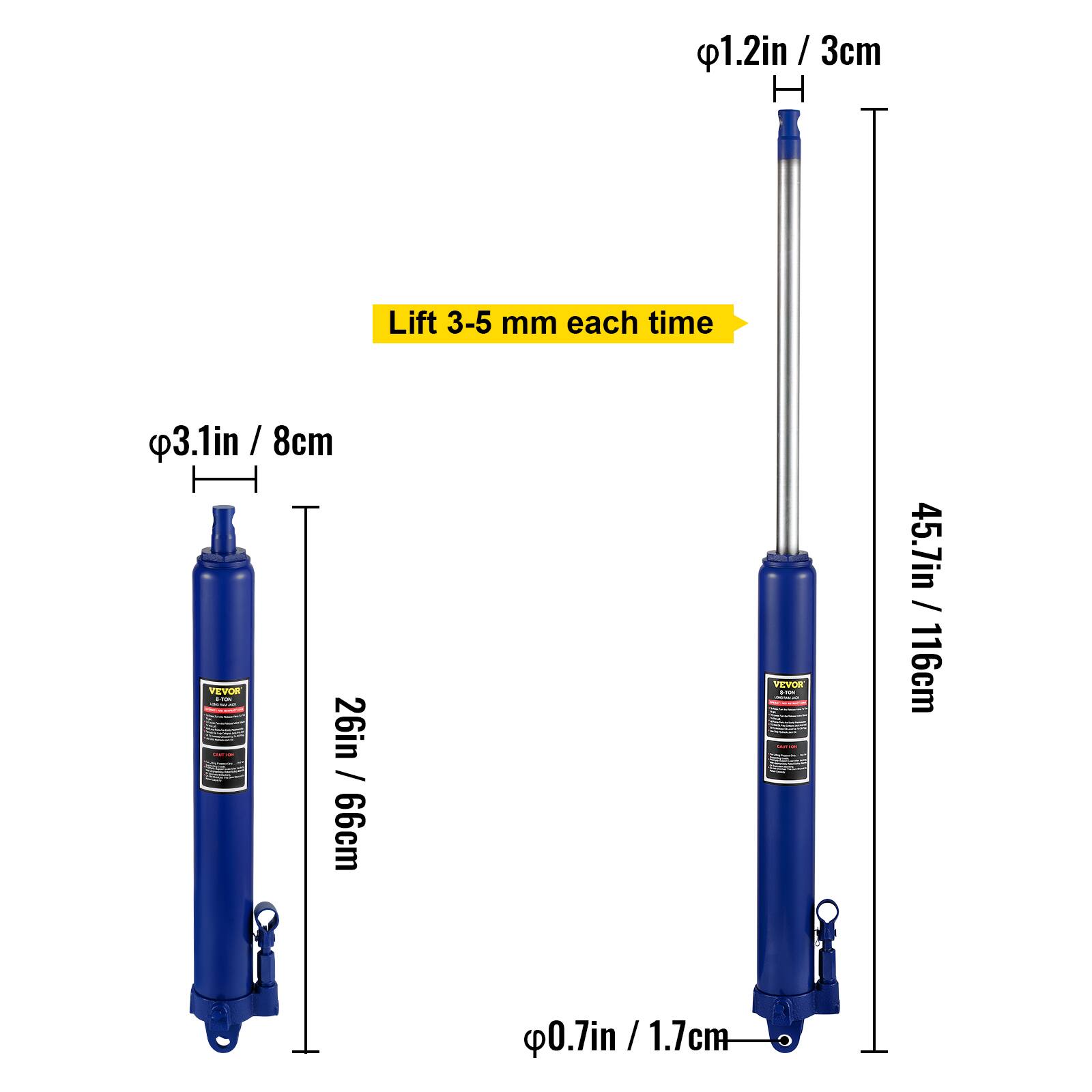 1.2in / 3cm  
3.1in / 8cm  
Lift 3-5 mm each time  
26in / 66cm  
45.7in / 116cm  
0.7in / 1.7cm