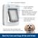 The image features a white pet door with a dog standing next to it. The pet door has a Wi-Fi connection indicator, a current operating mode indicator, and a battery life indicator. It also has a tinted hard flap with multi-point locks for extra security. The package includes one pet door key, and additional keys can be added to give all pets access. This pet door is best for cats and dogs weighing 25 lbs and under.