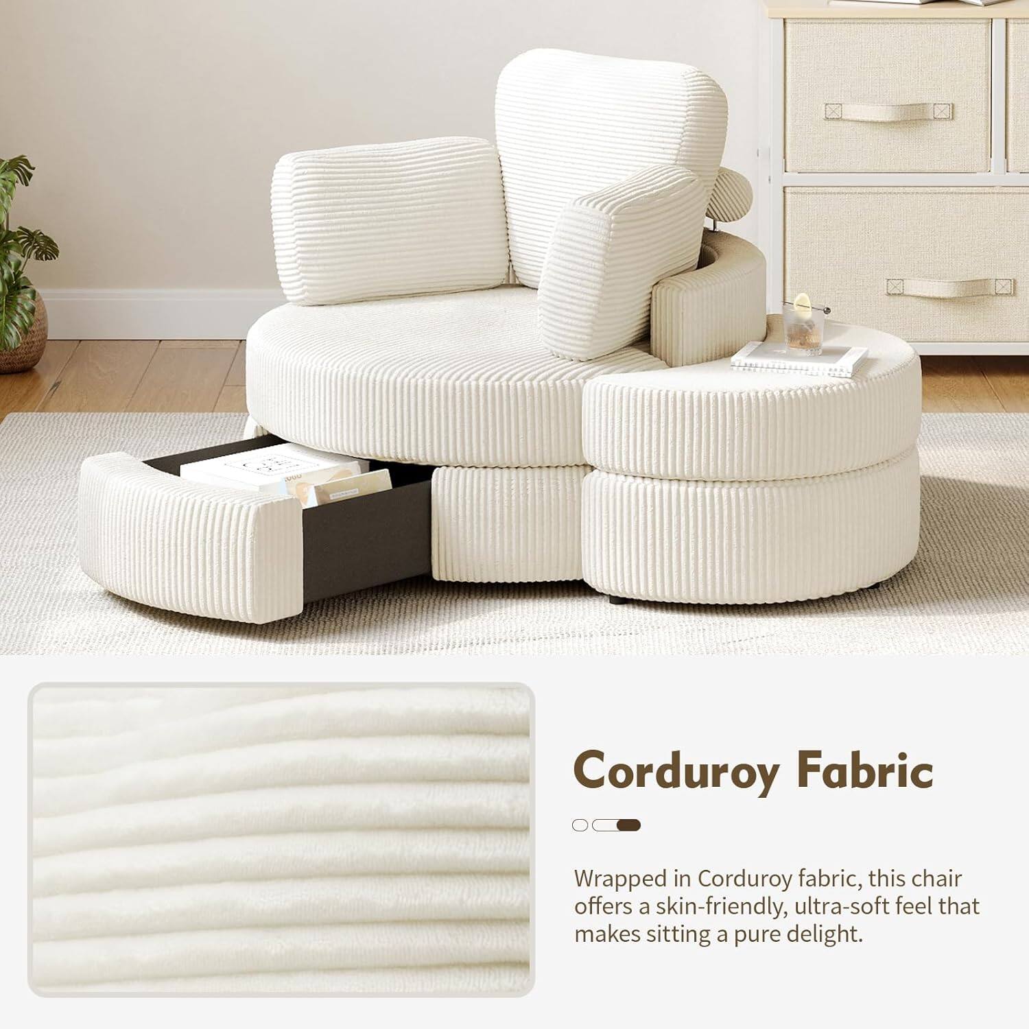 Corduroy Fabric

Wrapped in Corduroy fabric, this chair offers a skin-friendly, ultra-soft feel that makes sitting a pure delight.