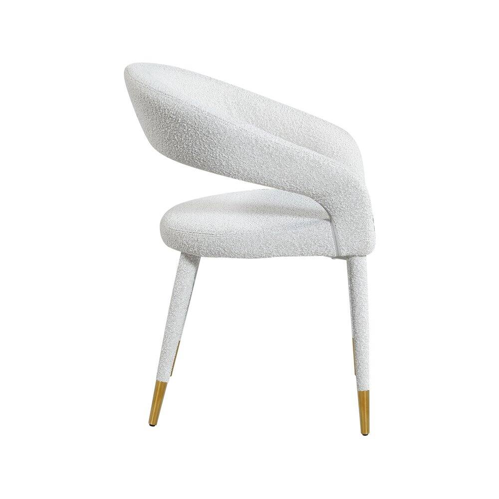 Alt View 3. Meridian Furniture - Destiny Cream Boucle Fabric Dining Chair - Beige.