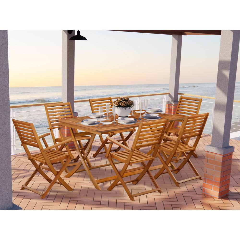 Angle. East West Furniture - East West Furniture 7 Piece Innovative Outside Patio Set- Excellent for The Shore, Camping, Picnics - Gorgeous Outdoor - Multi-Color.