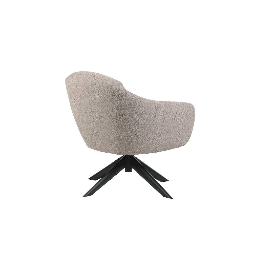 Alt View 3. New Classic Furniture - Fleming Metal and Fabric Swivel Lounge Chair in Taupe - Beige.