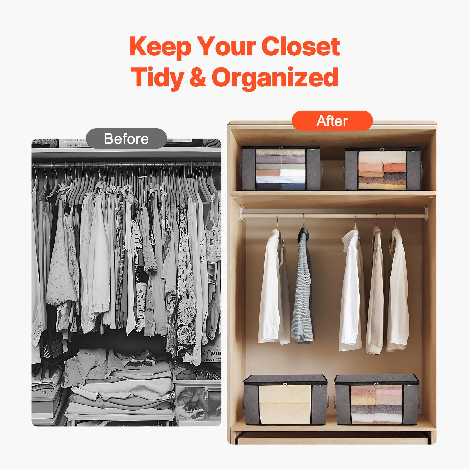 Keep Your Closet Tidy & Organized

Before

After