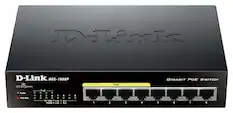 Front. D-Link - PoE 8-Port 10/100/1000Base-T Gigabit Ethernet Switch - Black.
