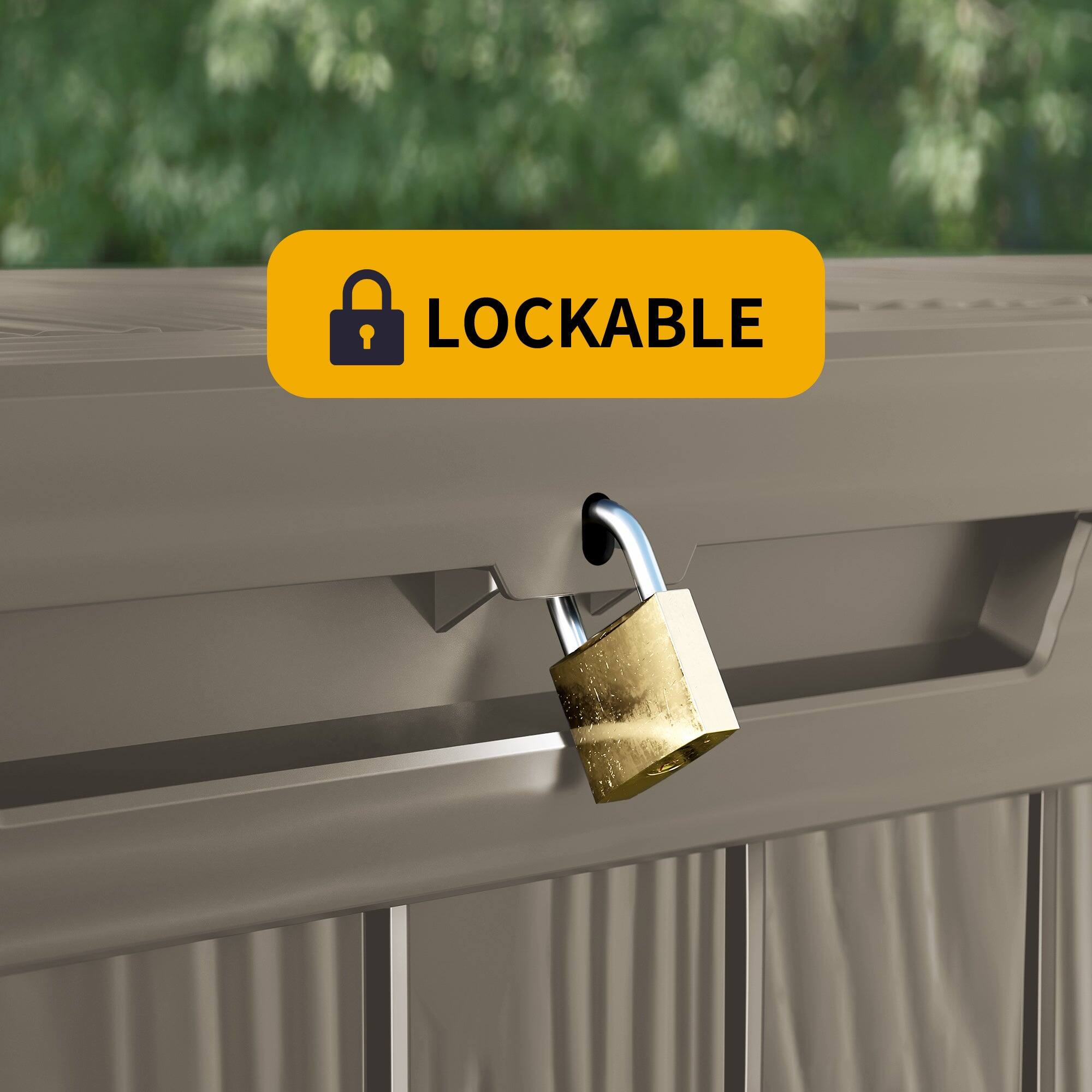Alt View 4. Mondawe - 80 Gallons Resin Waterproof Lockable Outdoor Deck Box - Light Brown.