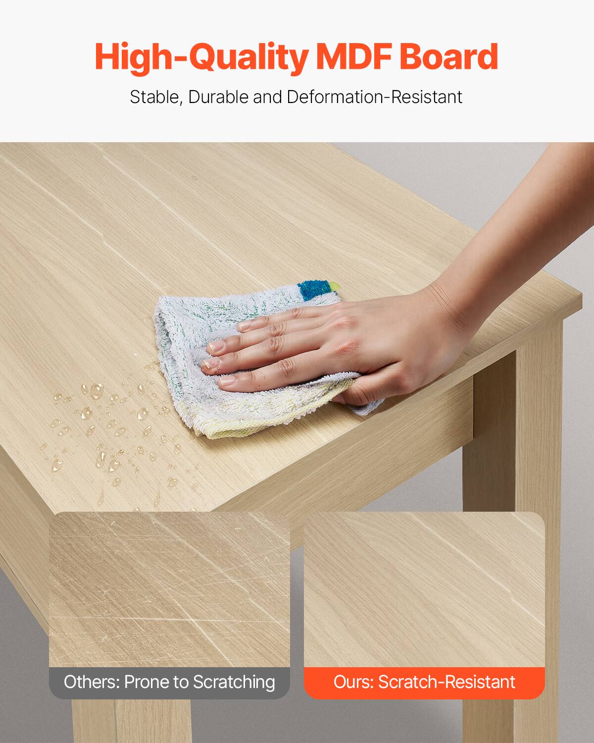 High-Quality MDF Board  
Stable, Durable and Deformation-Resistant  

Others: Prone to Scratching  
Ours: Scratch-Resistant