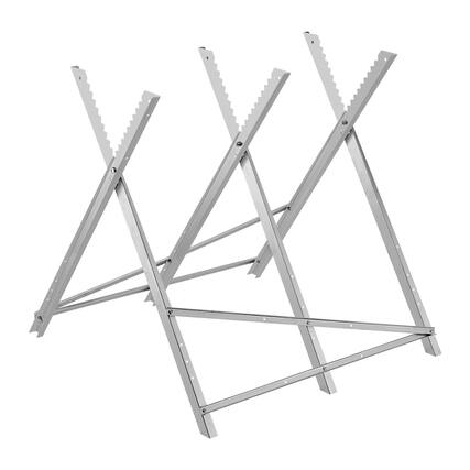 Front. VEVOR - Saw Horse, 330 lbs Capacity Folding Work Horse with Heavy Duty Legs, All-Metal Sawhorses with High-Quality Steel Frame - Silver.