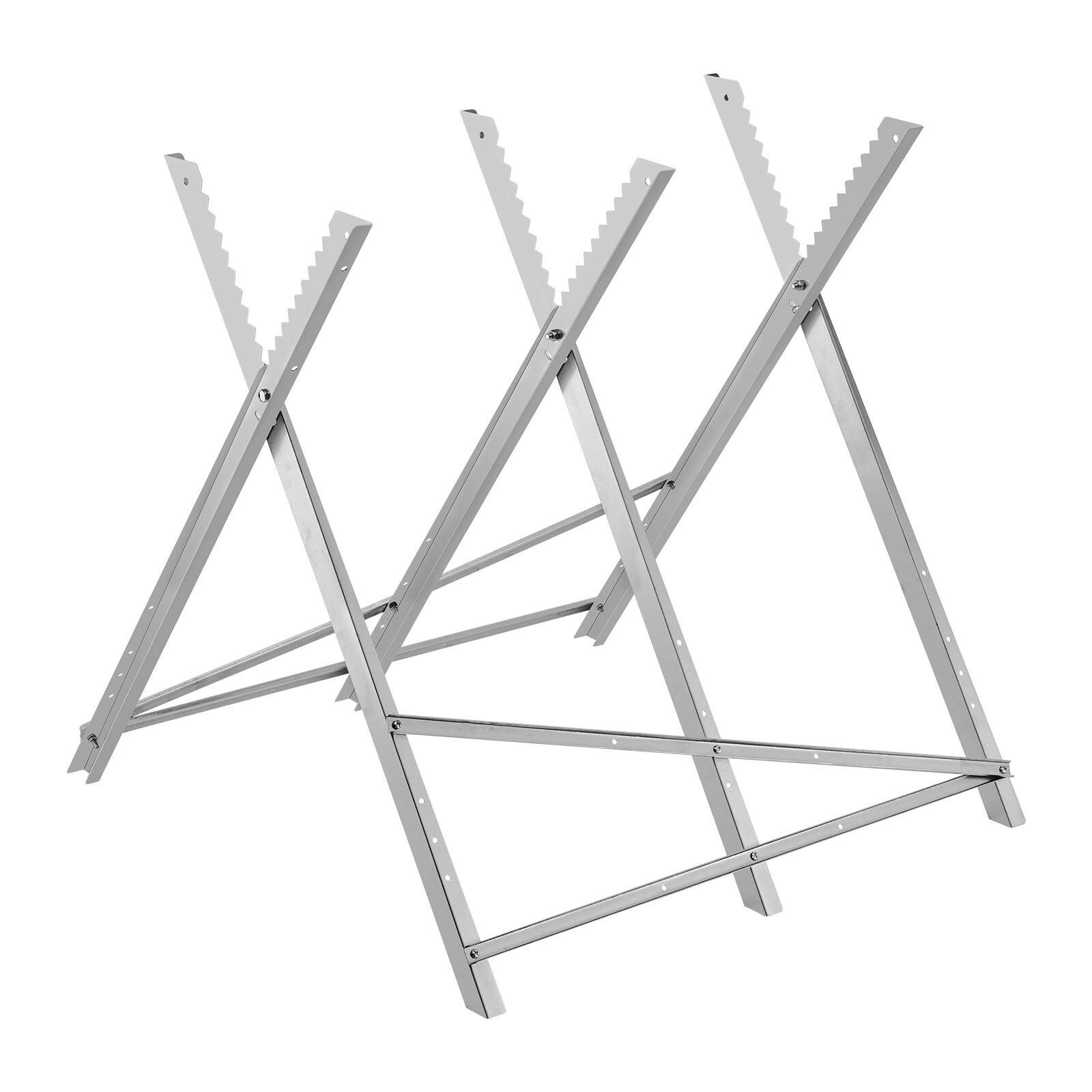 Front. VEVOR - Saw Horse, 330 lbs Capacity Folding Work Horse with Heavy Duty Legs, All-Metal Sawhorses with High-Quality Steel Frame - Silver.