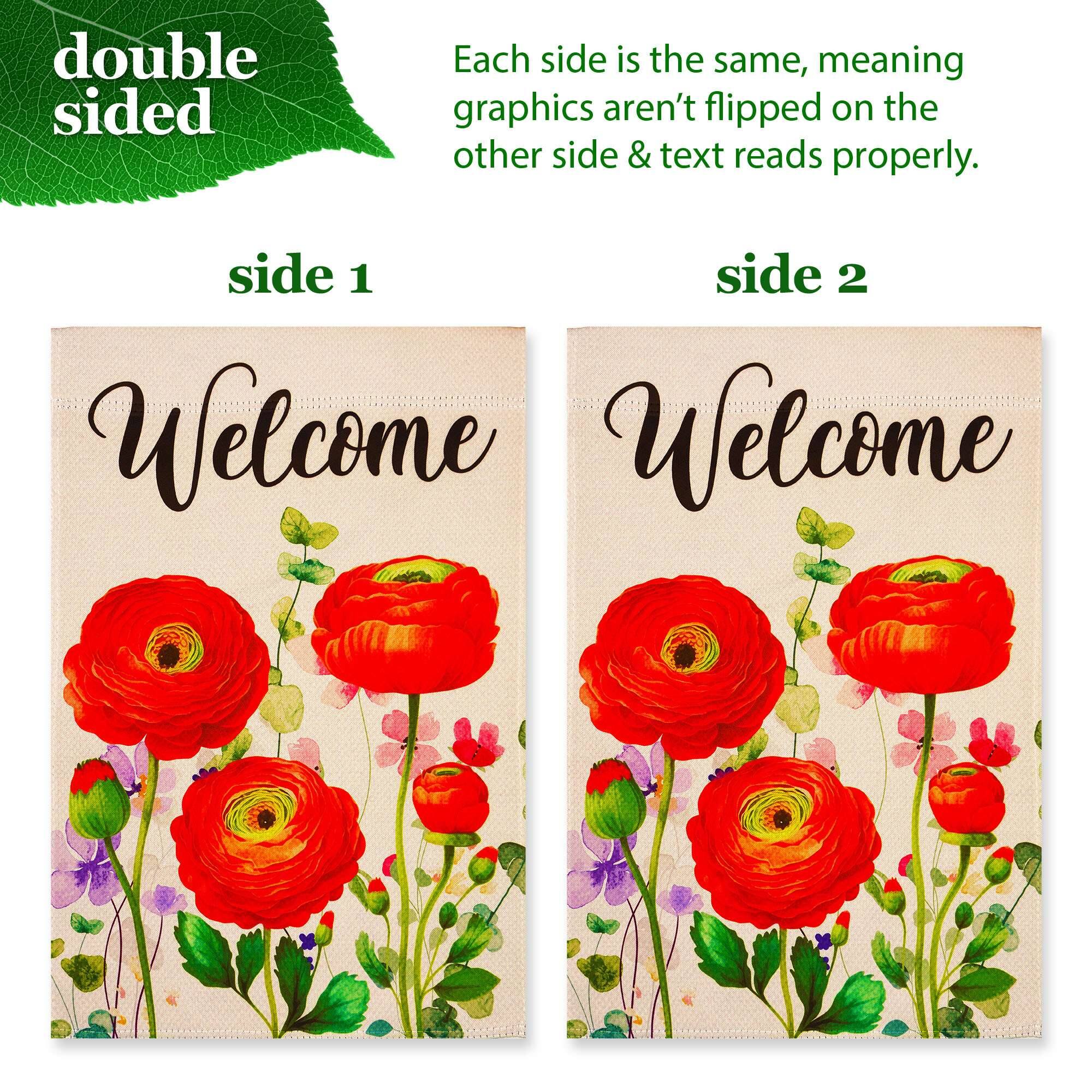 double sided

Each side is the same, meaning graphics aren't flipped on the other side & text reads properly.

side 1

Welcome

side 2

Welcome