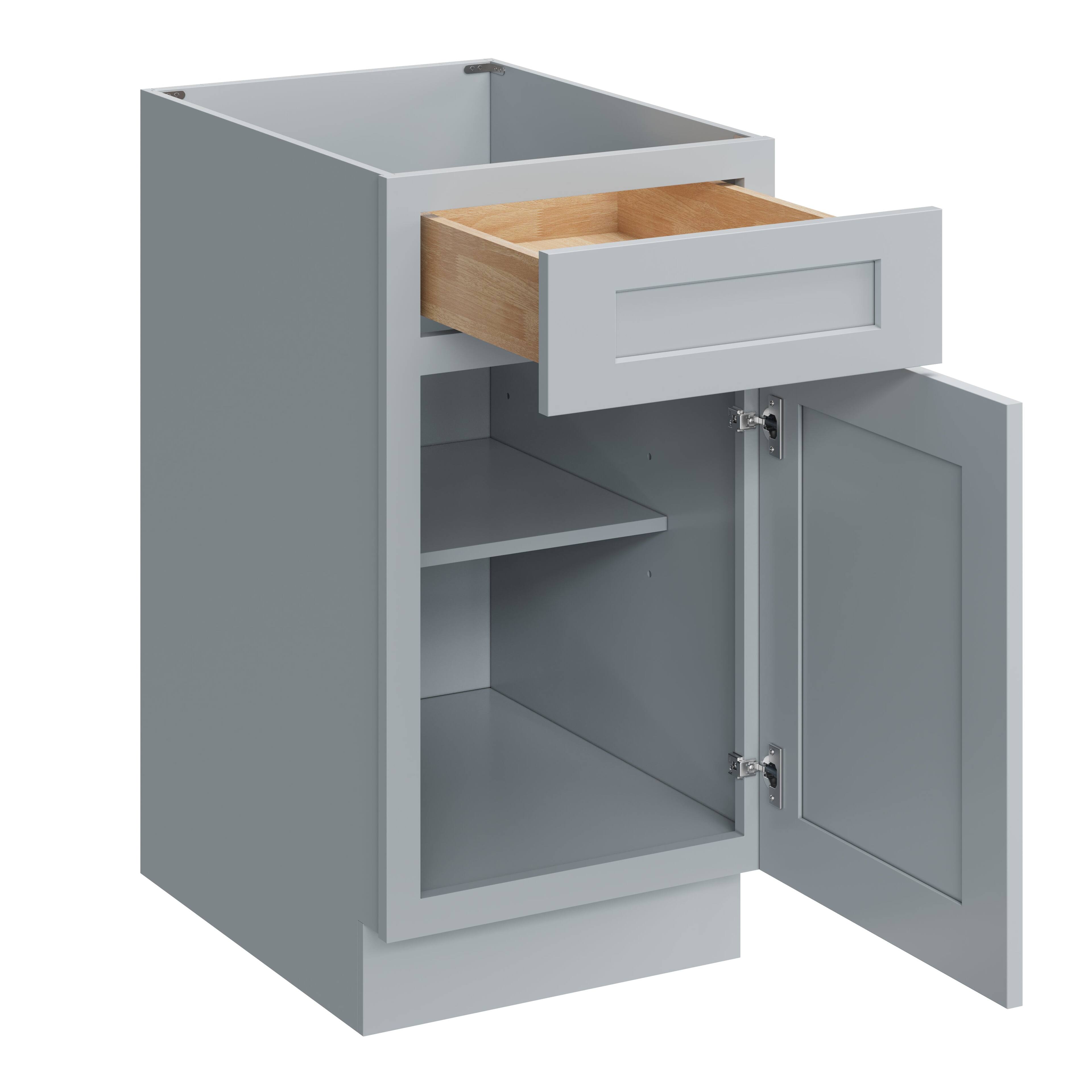 Alt View 1. Boyel Living - 18 Inch Dove Grey Base Cabinet with Full Overlay Doors and Soft-Close Hinges - Dove Grey.