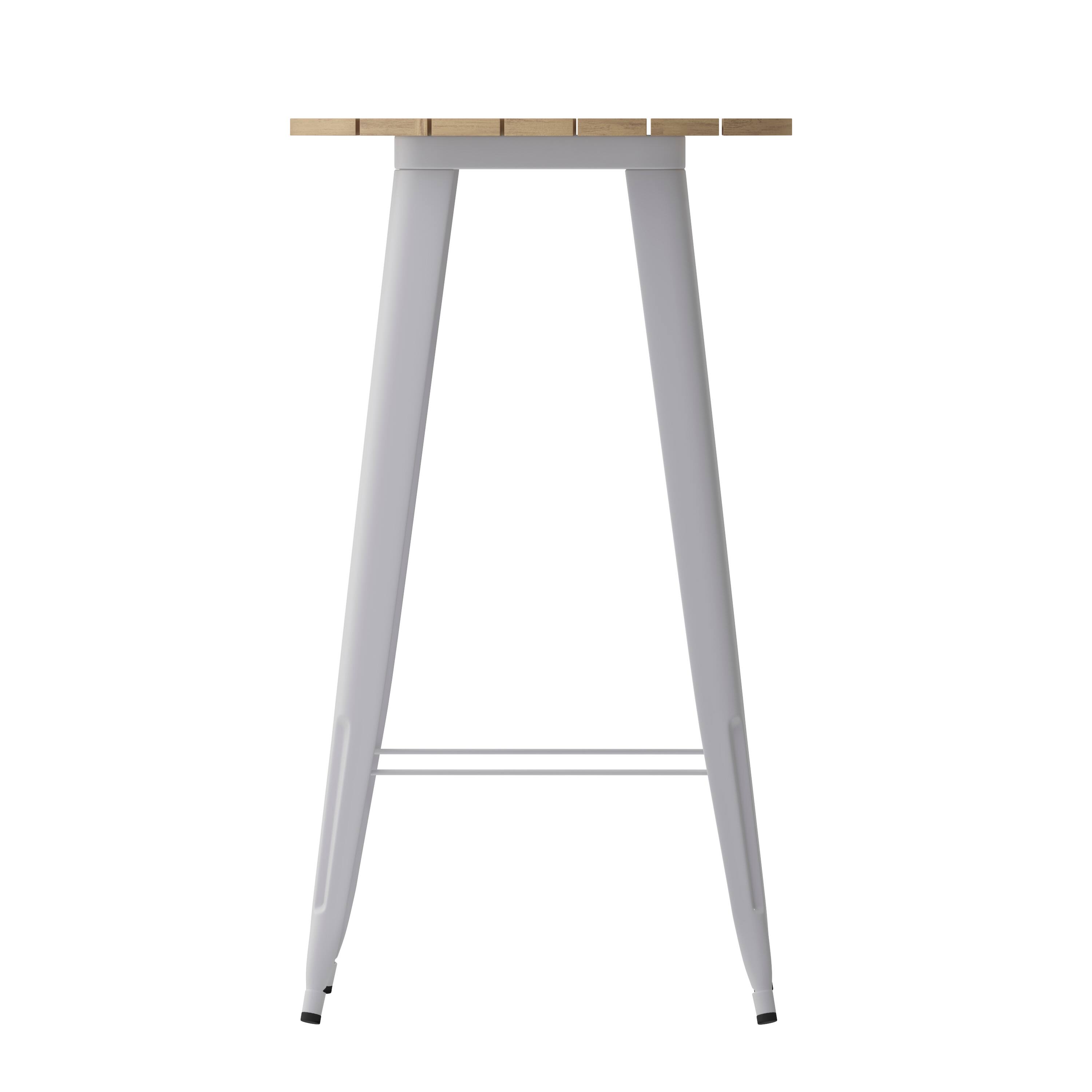 Alt View 7. Emma + Oliver - Drew Indoor/Outdoor Bar Top Table, 23.75" Round All Weather Poly Resin Top with Steel base - Brown Top/Silver Frame.
