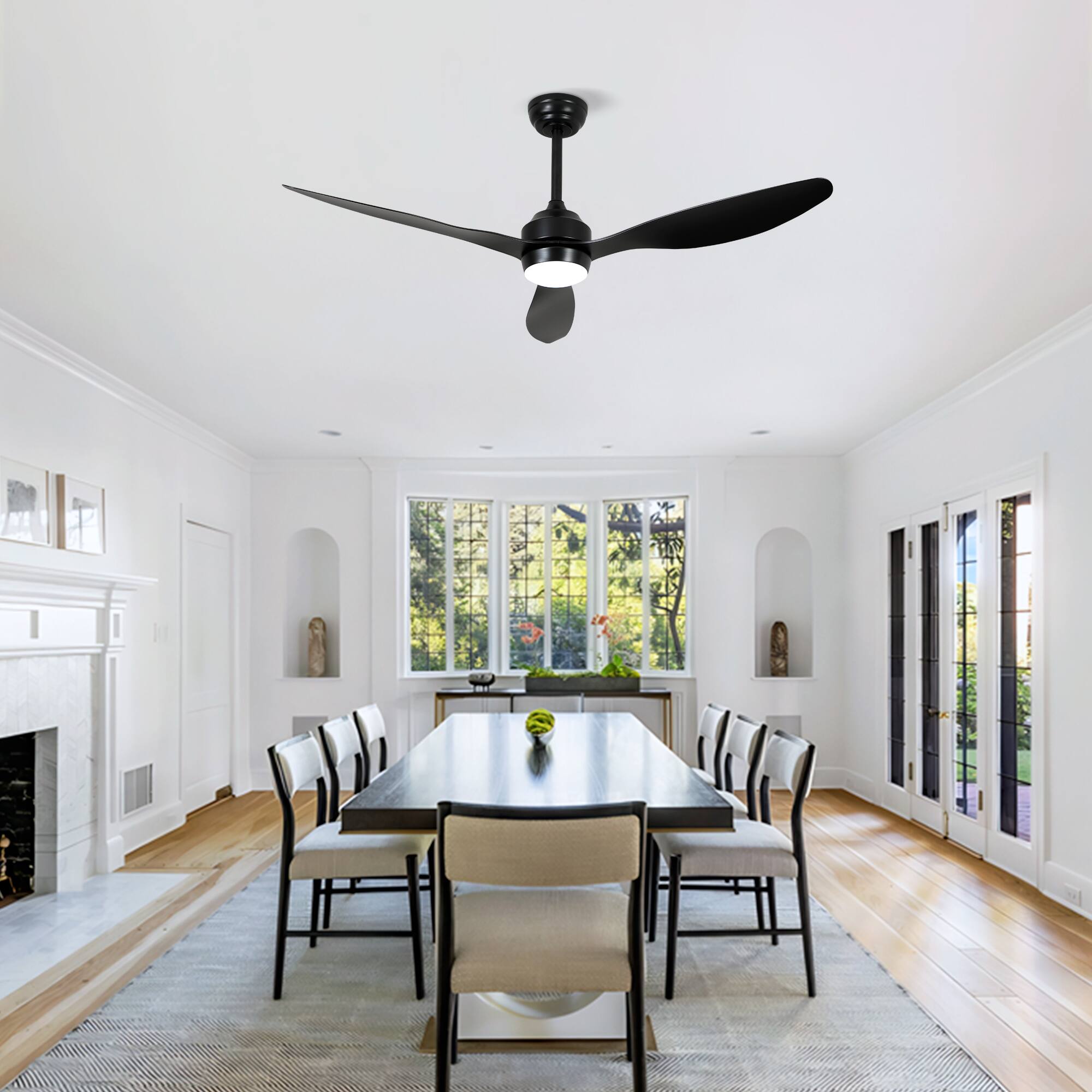 Alt View 1. Loheer - Loheer 52 Inch Matte Black Ceiling Fan with Lights Quiet DC Motor Reversible Indoor Bedroom Patio.