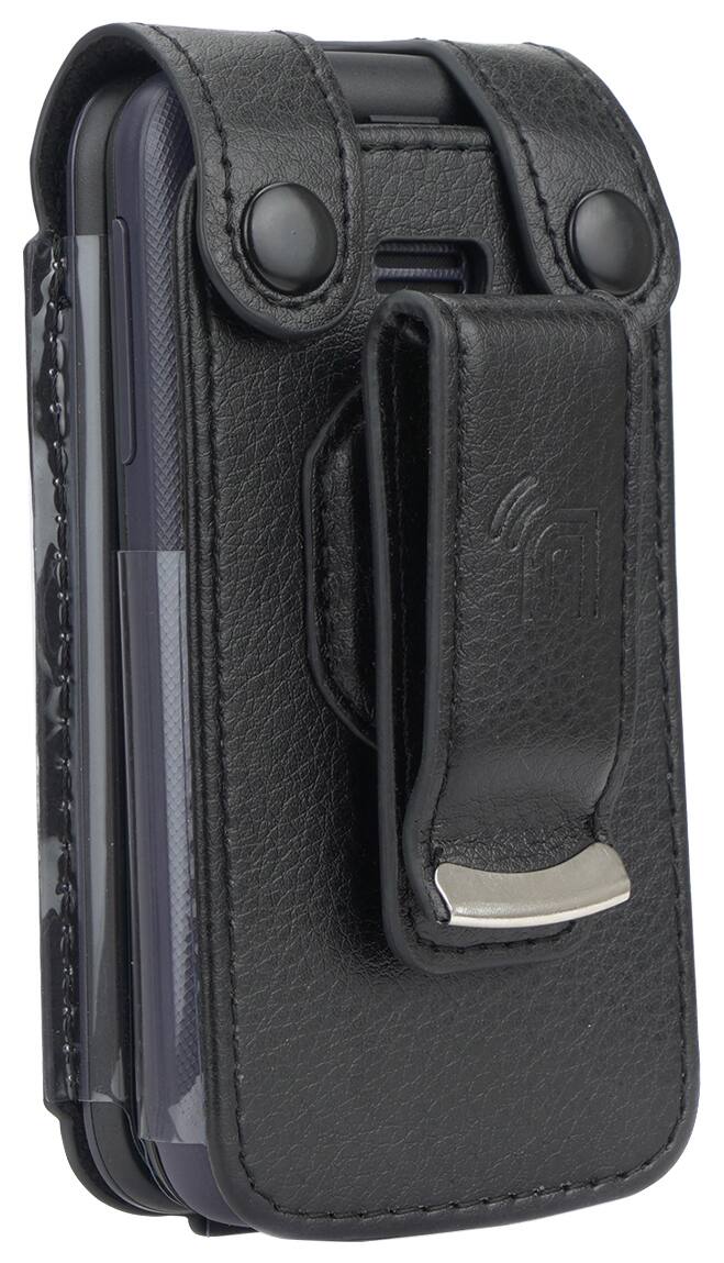 Alt View 3. Nakedcellphone - Vegan Leather Case with Belt Clip for Alcatel Go Flip 4, TCL FLIP Pro, TCL Classic, TCL Flip Go - Black.