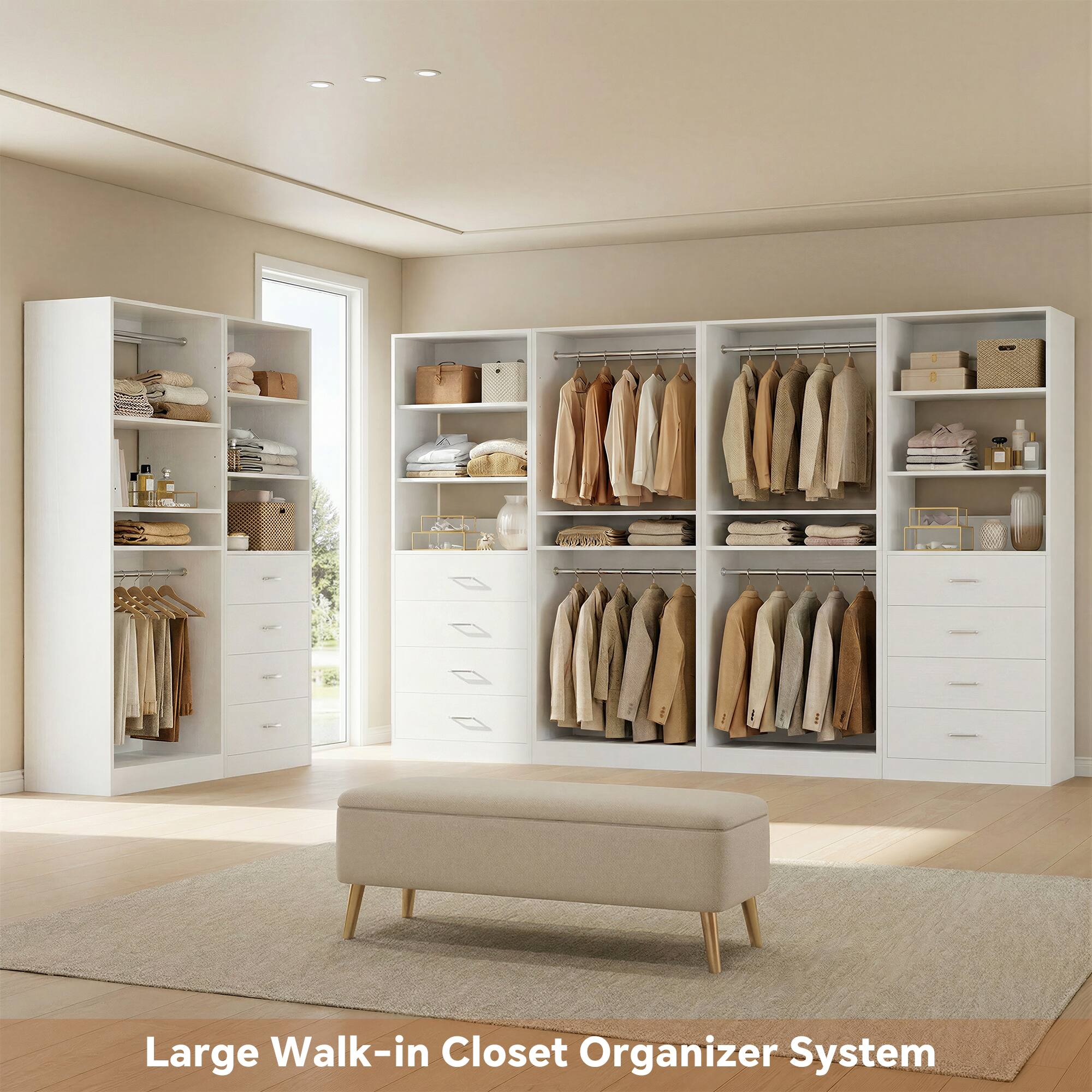 Large Walk-in Closet Organizer System