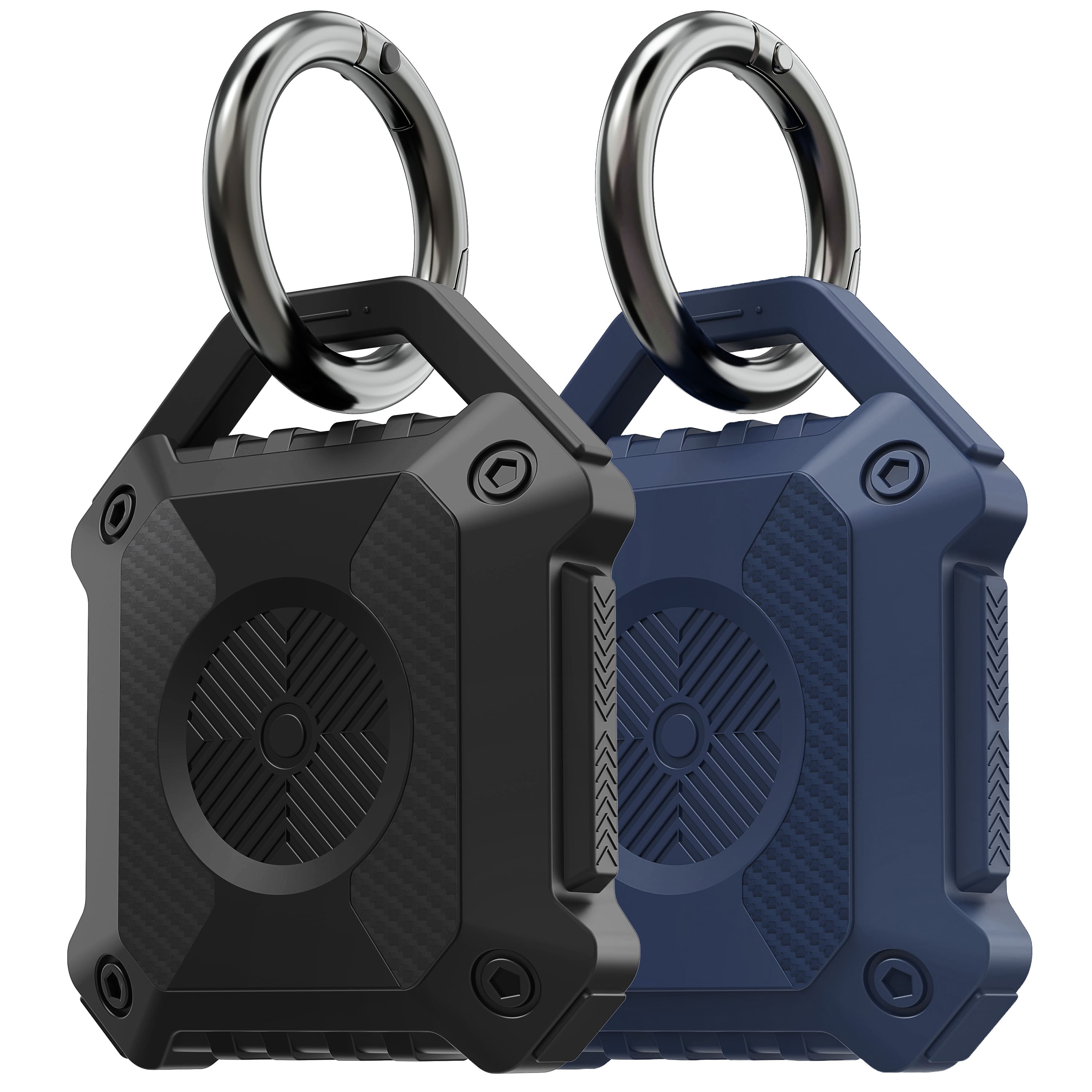 Vena - 2 Pack For Apple AirTag Holder, AirTag Keychain iP56 Water Resistant, AirTag Case Cover For Pet Dog Cat Collar Luggage - Black|Blue