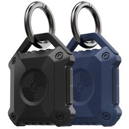 Vena - 2 Pack For Apple AirTag Holder, AirTag Keychain iP56 Water Resistant, AirTag Case Cover For Pet Dog Cat Collar Luggage - Black|Blue