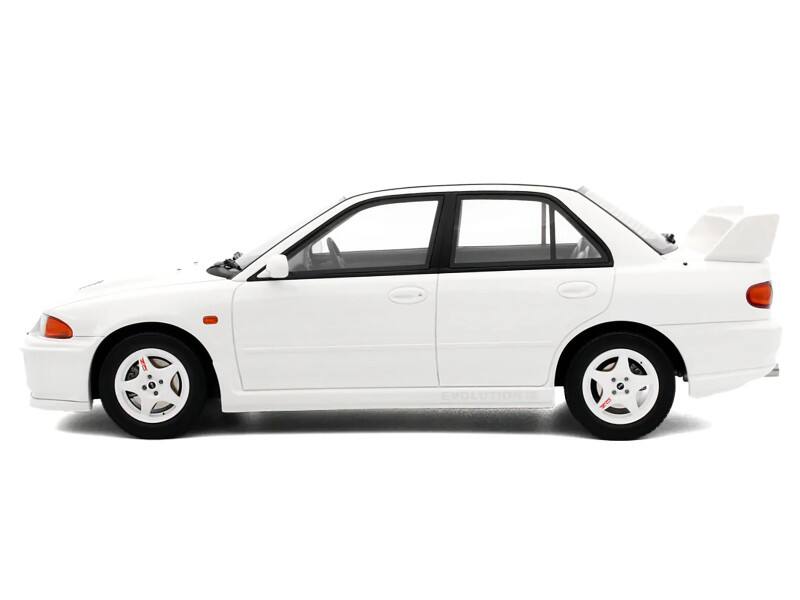 Back. Otto Mobile - 1995 Mitsubishi Lancer Evolution III RHD (Right Hand Drive) Scotia White Limited Edition to 3000 pieces Worldwide 1/18 - White.