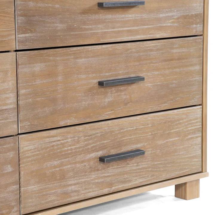 Left. SlickBlue - Modern Farmhouse Solid Wood 6-Drawer Double Dresser for Bedroom - Rustic Pine.
