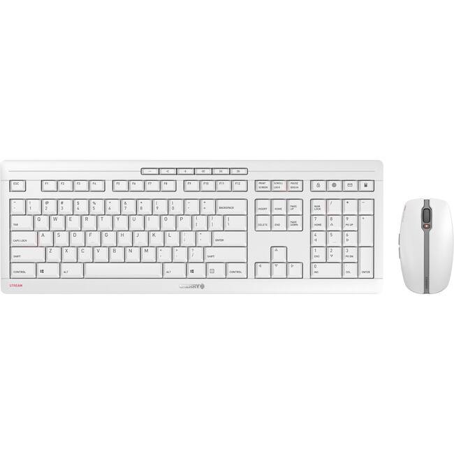 CHERRY - STREAM DESKTOP RECHARGE Keyboard & Mouse Wireless Combo - Full size,Pale Gray,AES 128 Encryption,Wireless 2.4 GHz - Unknown