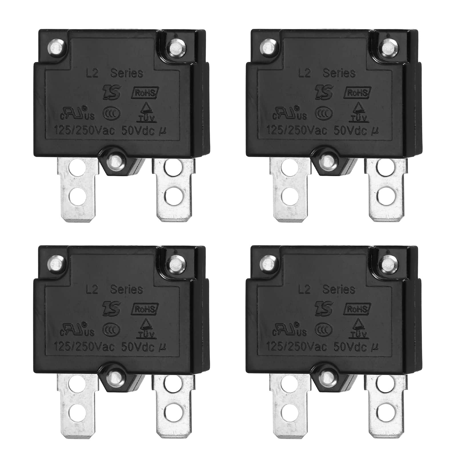 Unique Bargains - 4pcs 14A Push Button Circuit Breaker, 125/250V AC,50V DC, Automatic Reset Thermal Overload Protector for Industrial - Black price history on PriceWatchPro
