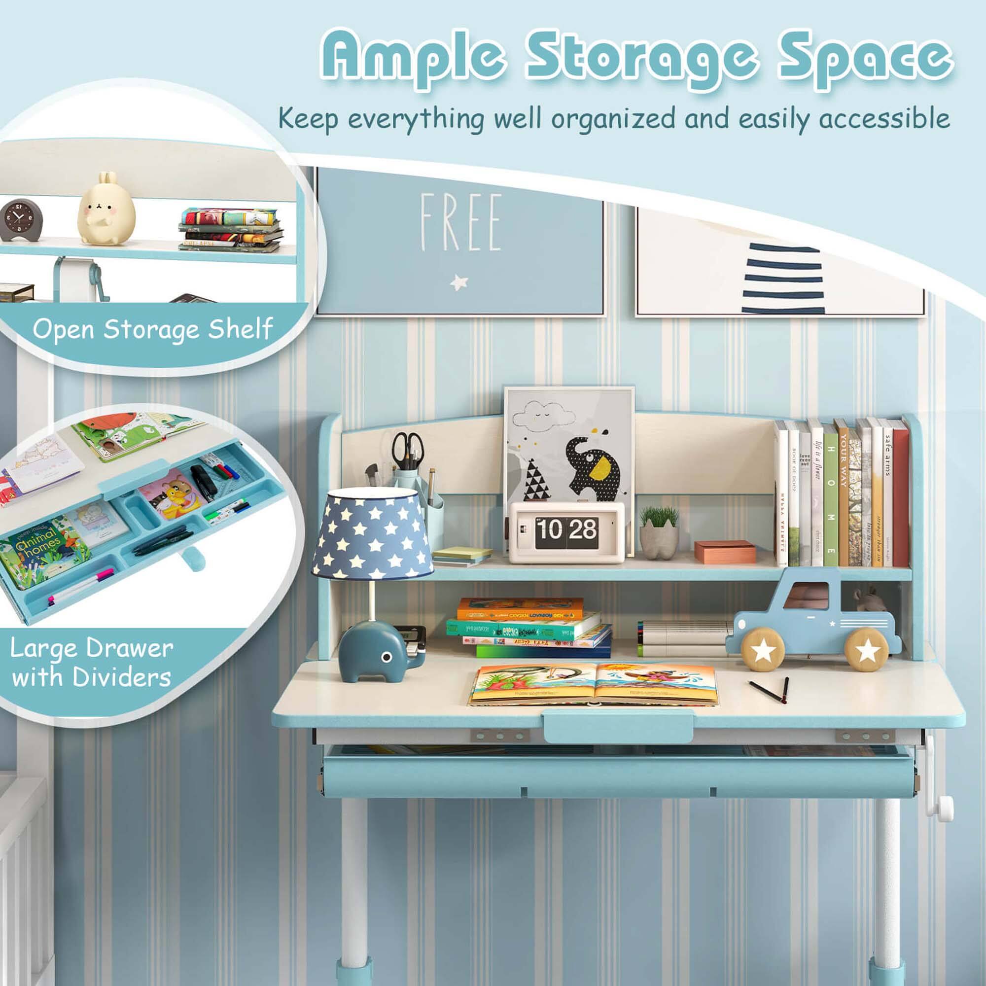 Ample Storage Space  
Keep everything well organized and easily accessible  

FREE  

Open Storage Shelf  

Large Drawer with Dividers