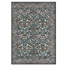 Jojoka - Pastoral Floral Print Washable Area Rug Vintage Soft Non Slip Non Shedding Low Pile Rug for Living Room Dining Room - Black