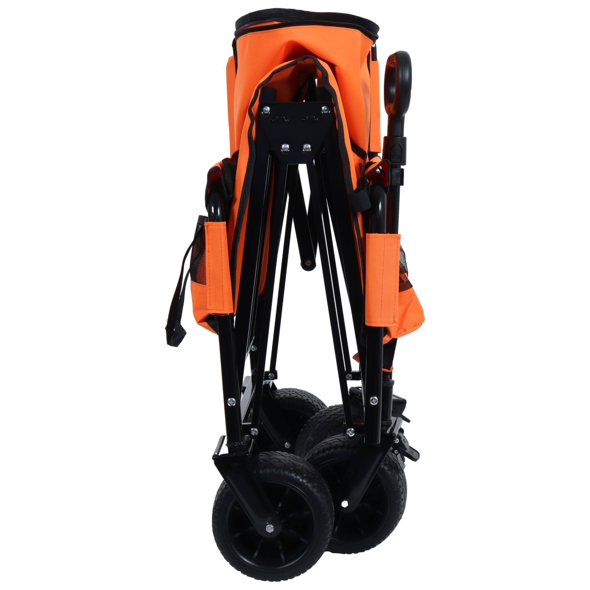 Alt View 8. Loheer - Loheer 3-in-1 Folding Wagon Cart with Seat, Heavy Duty Utility Wagon 500lbs Capacity All Terrain Beach Cart, Orange.