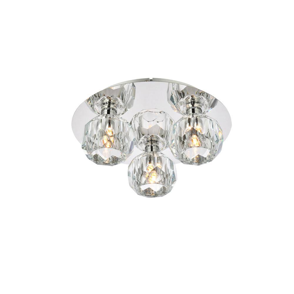 Alt View 4. Elegant Lighting - Graham 3 Light Ceiling Lamp in Chrome - Chrome And Clear.