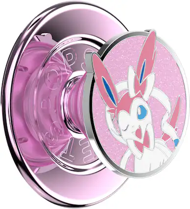 Front. PopSockets - MagSafe PopGrip Universal Magnetic Grip & Stand with Adapter Ring for Cell Phones - Pokemon Enamel Sylveon.