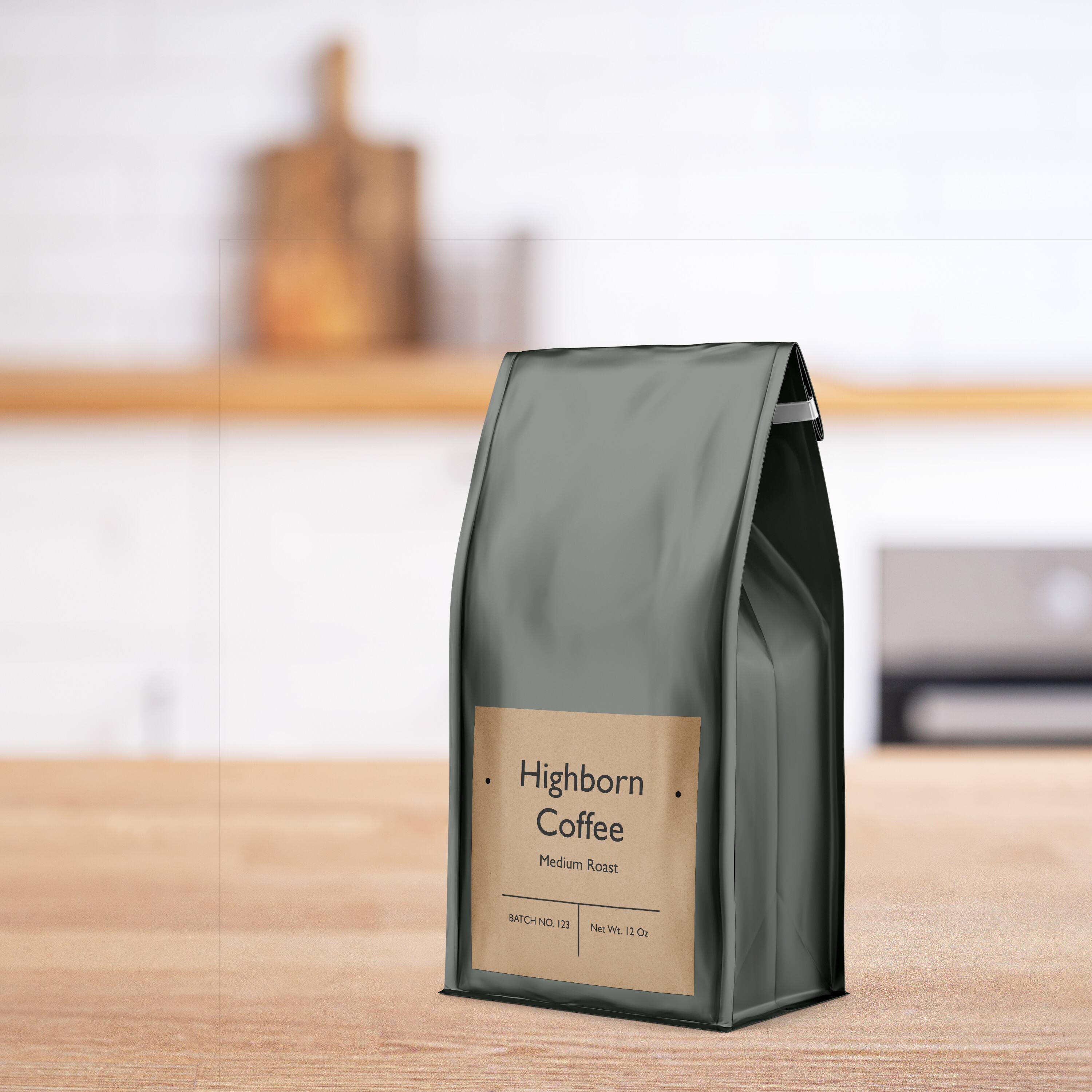 Highborn Coffee Medium Roast  
BATCH NO: 123  
Net Wt. 13 oz