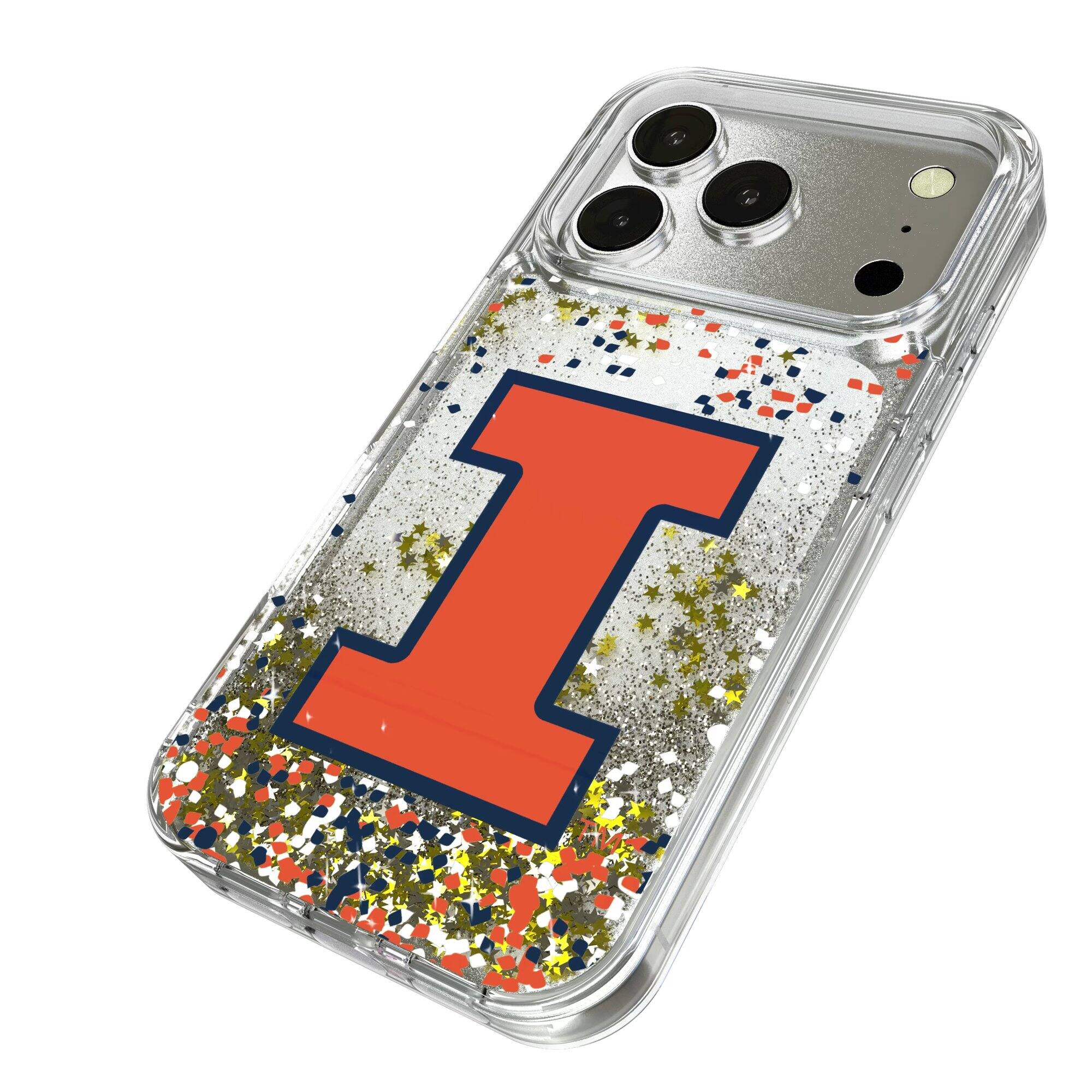 Alt View 1. Keyscaper - Illinois Fighting Illini iPhone Glitter Confetti Design Case - 13 Pro Max - Multicolor.