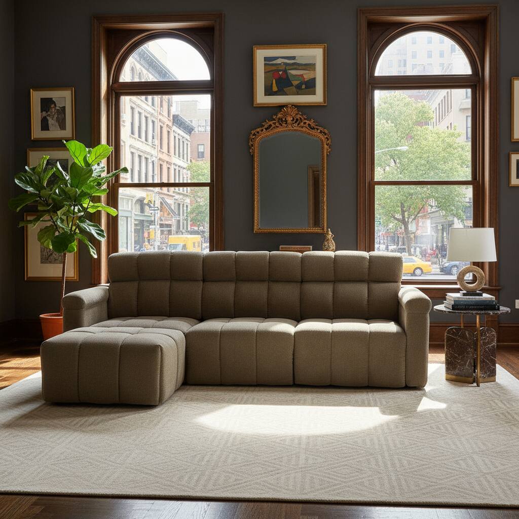 Alt View 7. Homsee - High Back L-Shaped Chenille Sectional Sofa, 4-Seater Couch with Firm Cushion, Modern Comfy Living Room Furniture - Brown.